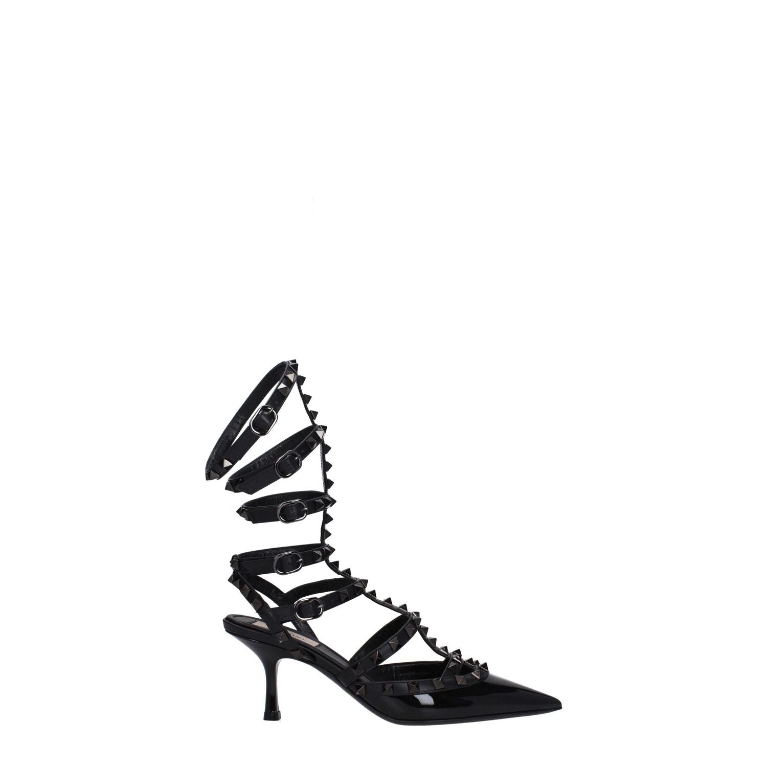 Valentino Garavani Black Leather Stiletto Heel Sandals