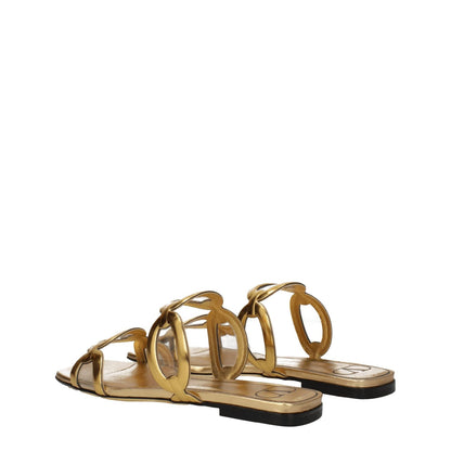 Valentino Garavani Gold Leather Slippers