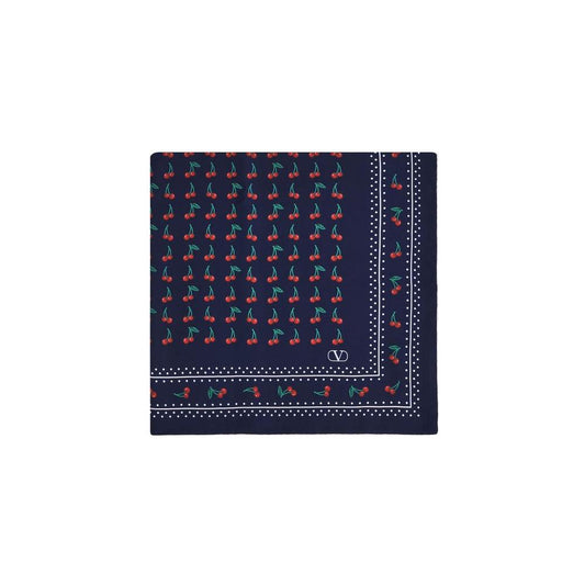 Valentino Garavani Valentino Garavani Silk Cherryfic Foulard VA7W2EK001EXBCEUBB 1728,72470364320,Blue,New with tags,Scarves - Women - Accessories,Valentino Garavani,Women
