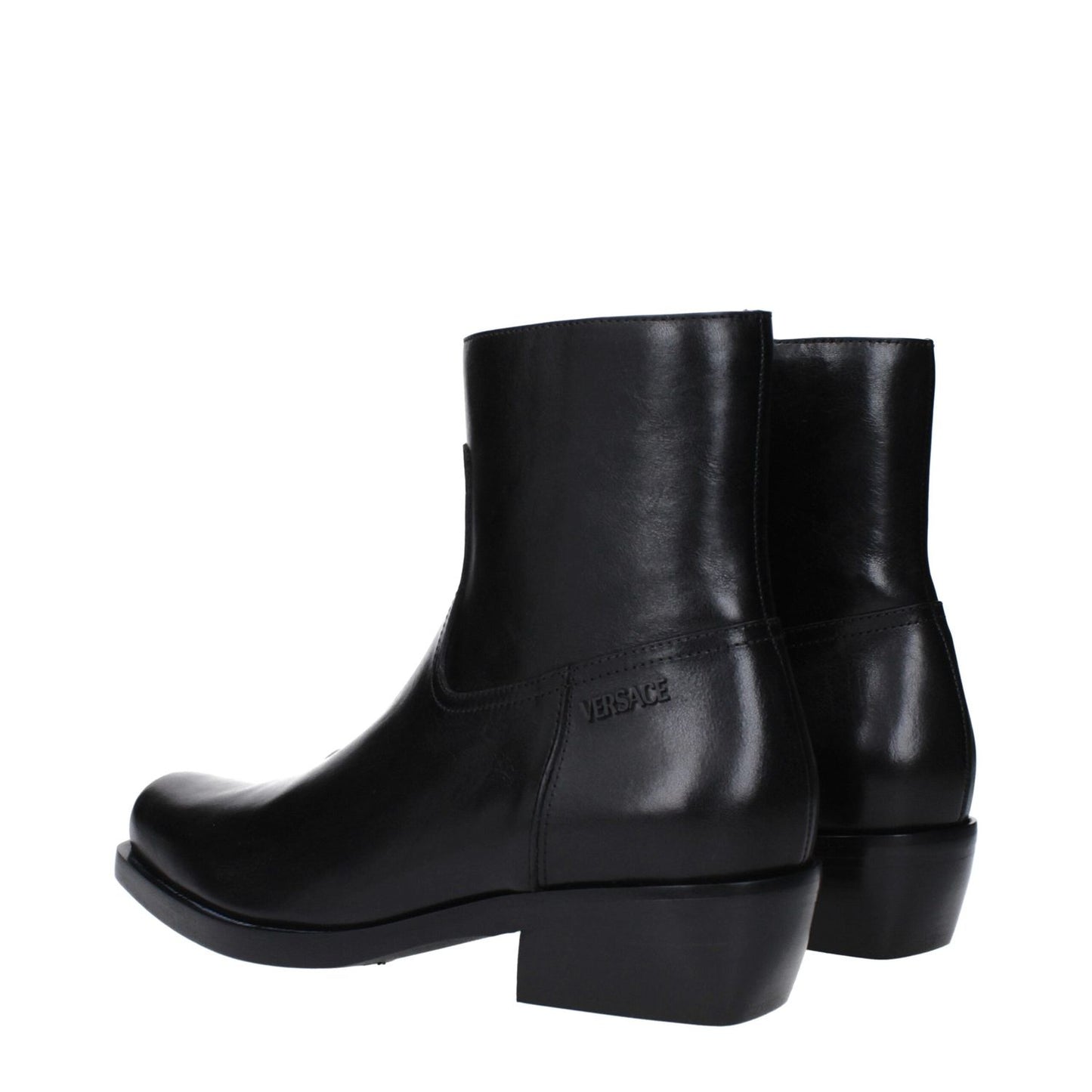 Versace Black Leather Ankle Boots