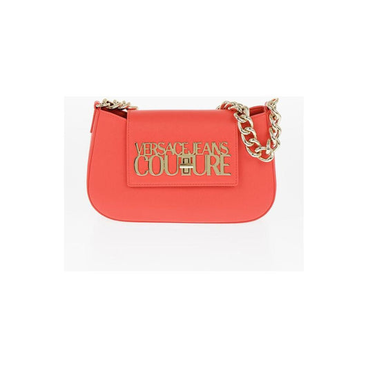 Versace Versace JEANS COUTURE Faux Leather Shoulder Bag with Golden Chain an VEP537703GD 1728,74866327712,Bags,New with tags,Orange,Shoulder Bags - Women - Bags,Versace,Women,Women - Bags