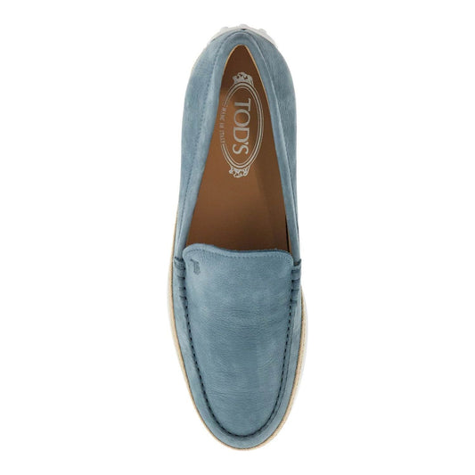 Tod'S light blue calfskin loafers with rubber and rope sole Moccasins Tod'S Slate Gray