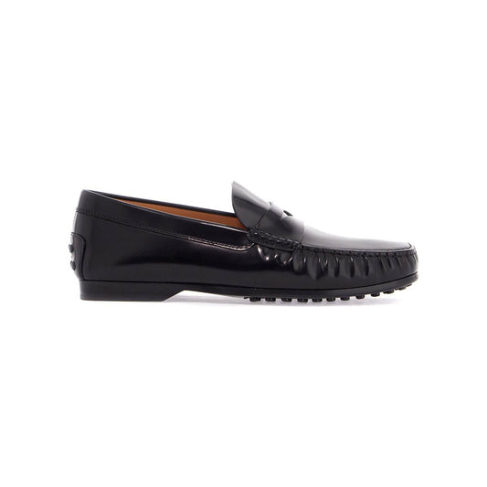 Tod'S men's black calfskin loafers with elegant insert and rubber sole Moccasins Tod'S Dark Slate Gray