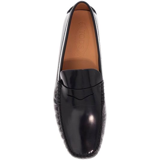 Tod'S men's black calfskin loafers with elegant insert and rubber sole Moccasins Tod'S Dark Slate Gray