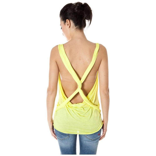 Zuelements-Zuelements Yellow Viscose Women Top-1728,67403481248,Clothing,New with tags,S,Tops & T-Shirts - Women - Clothing,Women,Women - Clothing,Yellow,Zuelements-ZU-7100-S