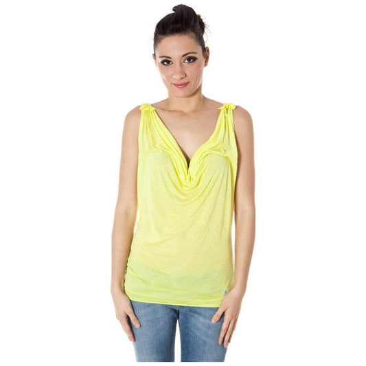 Zuelements-Zuelements Yellow Viscose Women Top-1728,67403481248,Clothing,New with tags,S,Tops & T-Shirts - Women - Clothing,Women,Women - Clothing,Yellow,Zuelements-ZU-7100-S