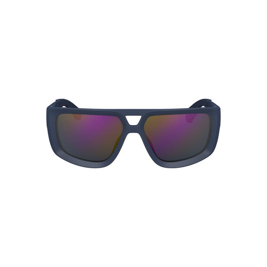 Calvin Klein blue men’s sunglasses with square lenses and injected plastic frame, offering sleek and contemporary style.