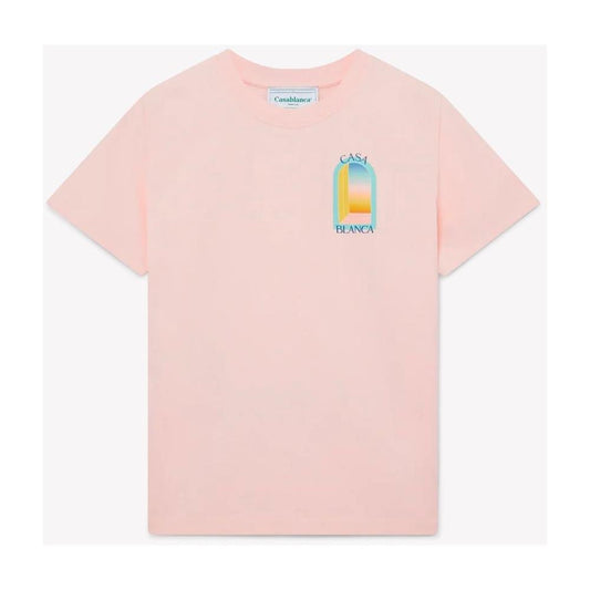 Casablanca pink cotton men's T-shirt with tennis club print, featuring a relaxed fit and soft style for court or street elegance.