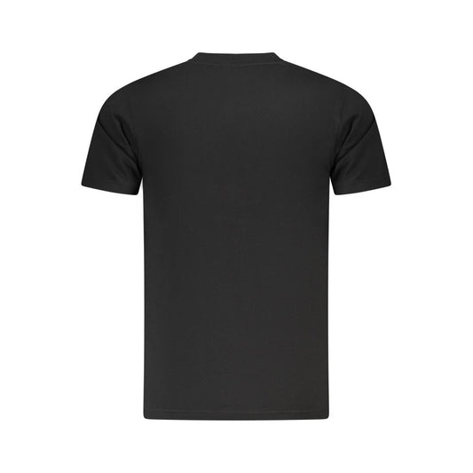 Back view of Cavalli Class black cotton men's t-shirt showcasing premium comfort and elegant design.