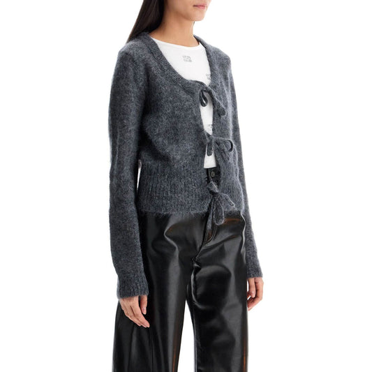 Ganni mohair cardigan with bow accents
