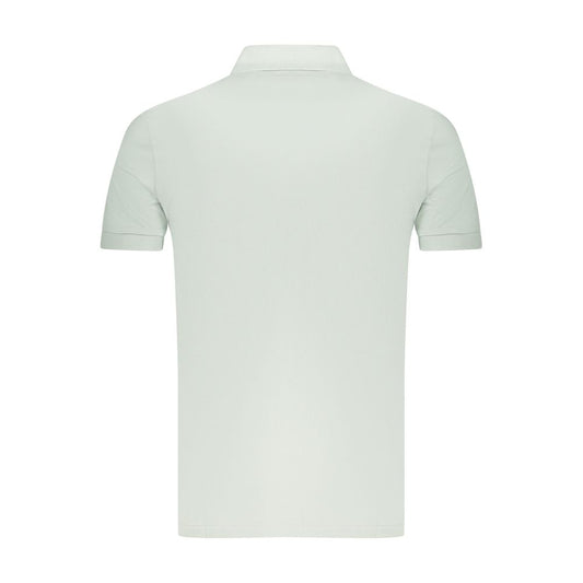 Back view of Hugo Boss Green Cotton Men Polo Shirt with elegant collar and slim fit design, showcasing classic style.
