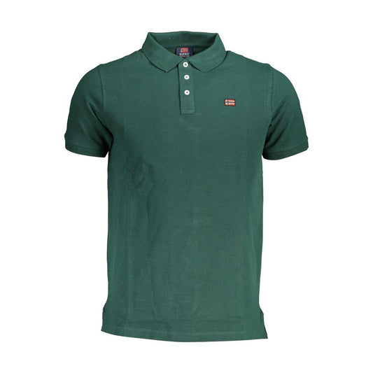 Norway 1963 Green Cotton Men's Polo Shirt with logo and three-button placket, short sleeves, classic style, comfortable fit.