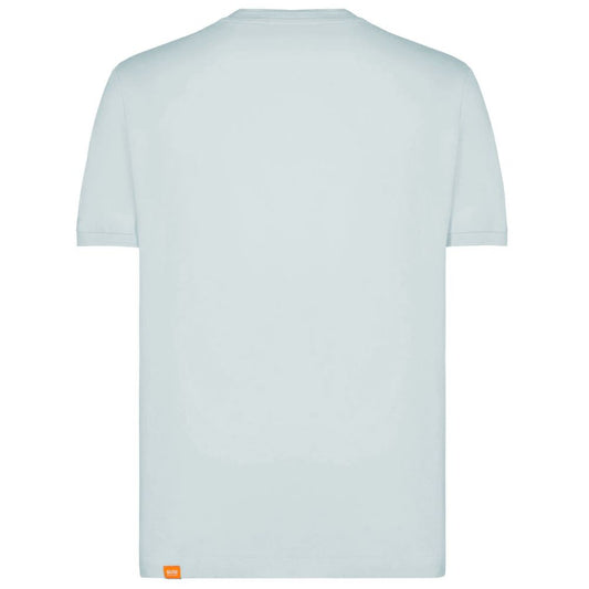 Back of Suns gray cotton t-shirt, ice color, crew neck, elasticated sleeves, logo on left sleeve.