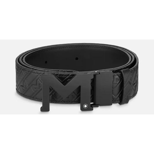 MONTBLANC LEATHER Mod. M BUCKLE EMBOSSED REVERSIBLE LEATHER BELT FASHION ACCESSORIES MONTBLANC Dark Slate Gray