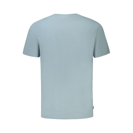Back view of Timberland light blue organic cotton men's t-shirt, showcasing eco-friendly material and sleek design.
