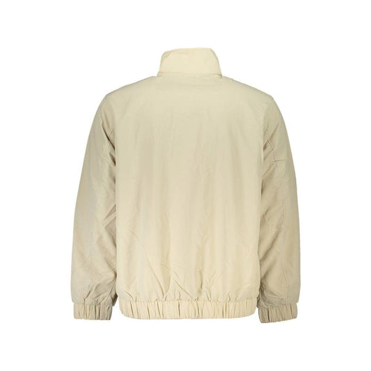 Tommy Hilfiger beige jacket for men, featuring elastic waist and cuffs, crafted from recycled nylon for style and sustainability.