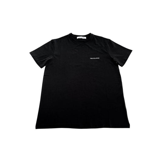 Trussardi Beachwear black T-shirt for men with logo, cotton-elastane blend for comfort and style, front view.