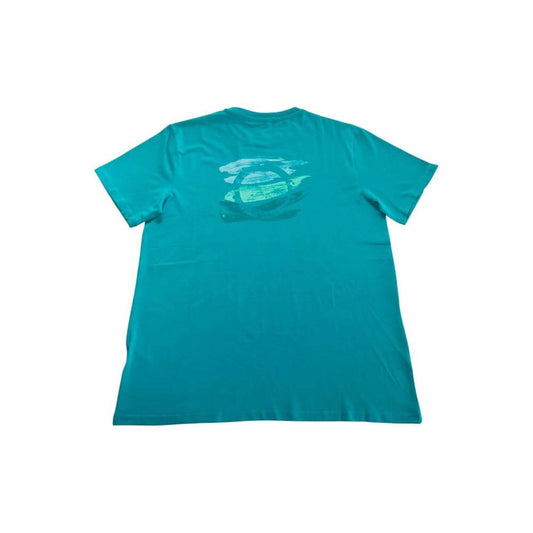 Trussardi Beachwear light blue cotton men's T-shirt featuring bold Trussardi logo on back, perfect for casual luxury.