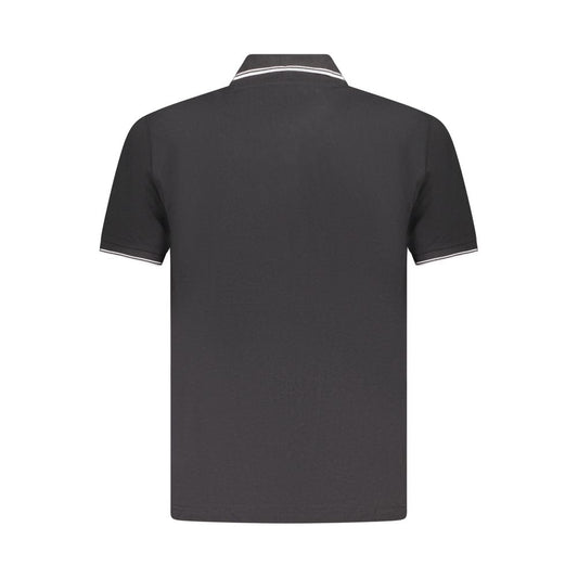 Back view of U.S. Grand Polo Black Cotton Men Polo Shirt with contrasting details and embroidery logo, showcasing premium style and comfort.